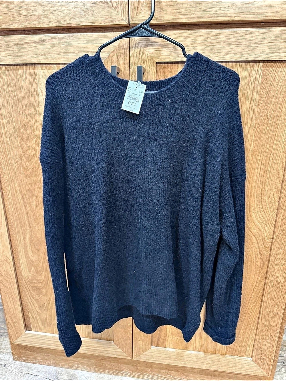 J.Crew Ribbed boyfriend crewneck sweater in extra-soft yarn Black